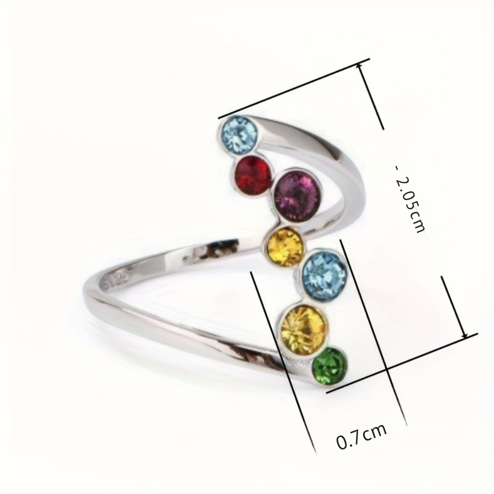Mothers Day Birthstone Ring Silver Adjustable Multicolour Ring