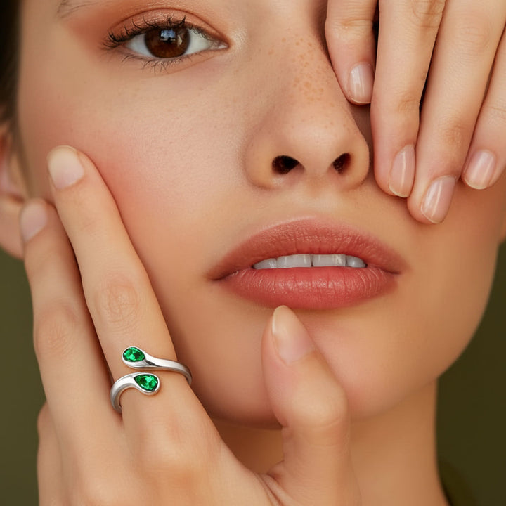 Mothers Day Birthstone Ring Dainty Silver Adjustable Ring