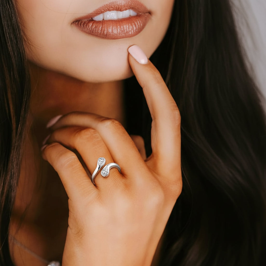 Mothers Day Birthstone Ring Dainty Silver Adjustable Ring