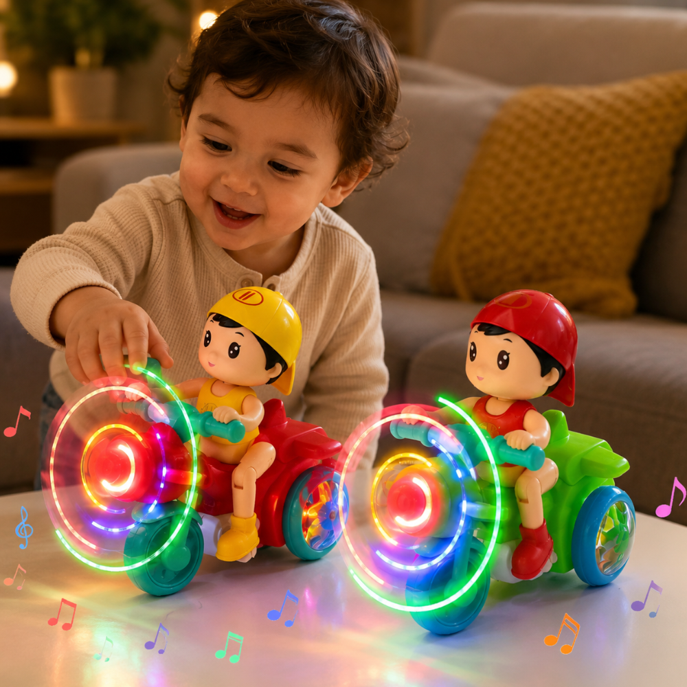 Motorcycle Toy Musical Light Up Rotating Sensory Vehicle