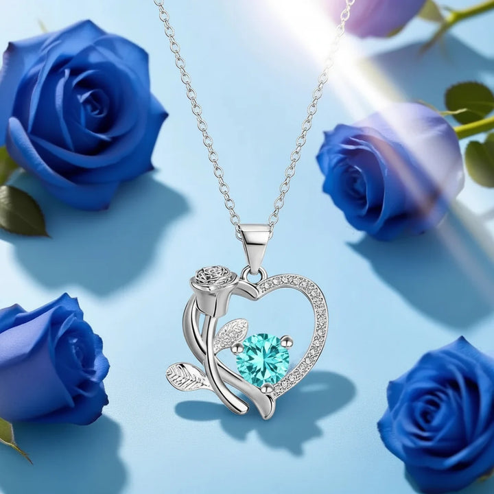 Necklace Heart Pendant Zircon Bear Rose Gift Box Women