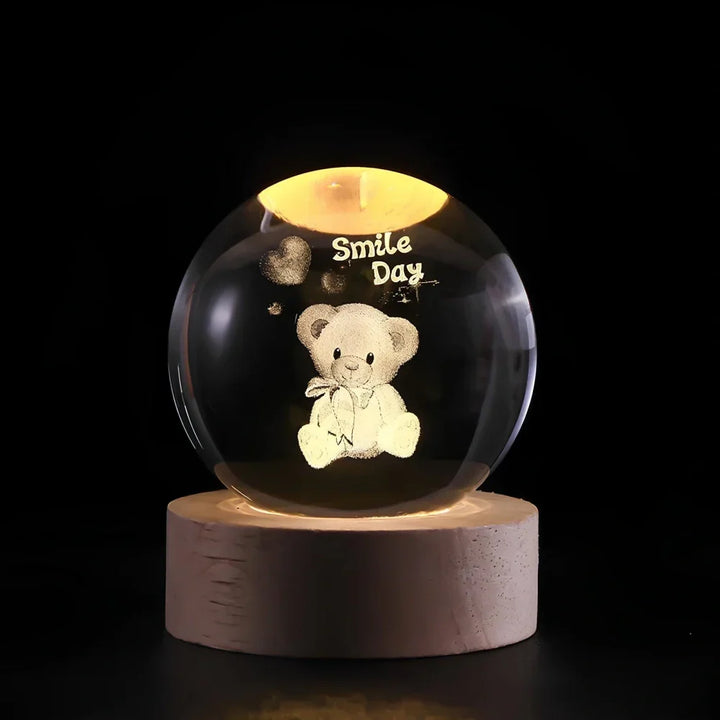 Night Light Crystal Ball 3D Planet Engraved LED Table Lamp