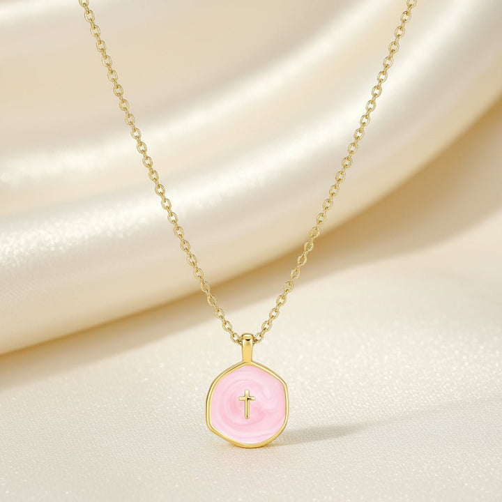 Necklace Cross Pendant Mothers Day Gold Disc Dainty Jewellery