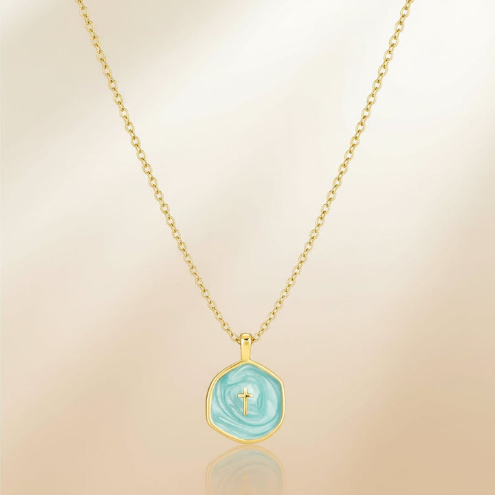 Necklace Cross Pendant Mothers Day Gold Disc Dainty Jewellery