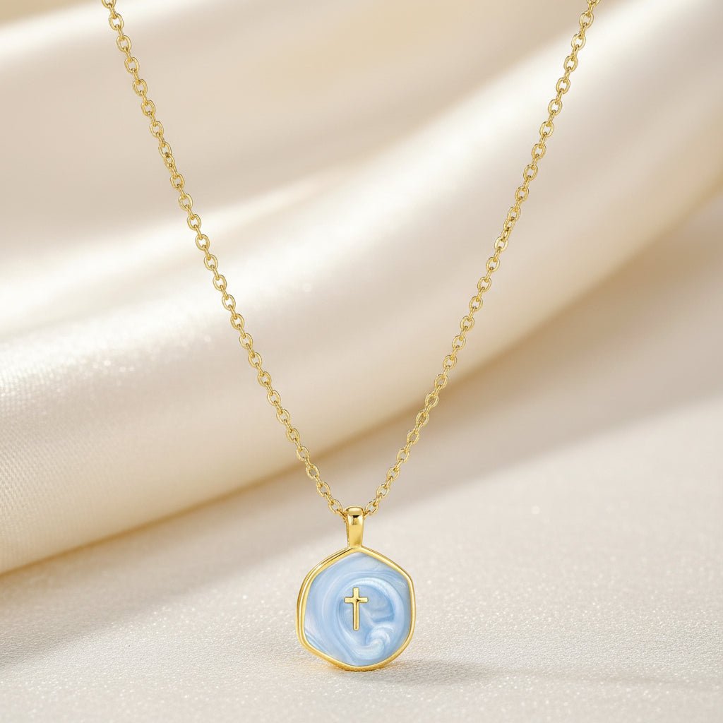 Necklace Cross Pendant Mothers Day Gold Disc Dainty Jewellery