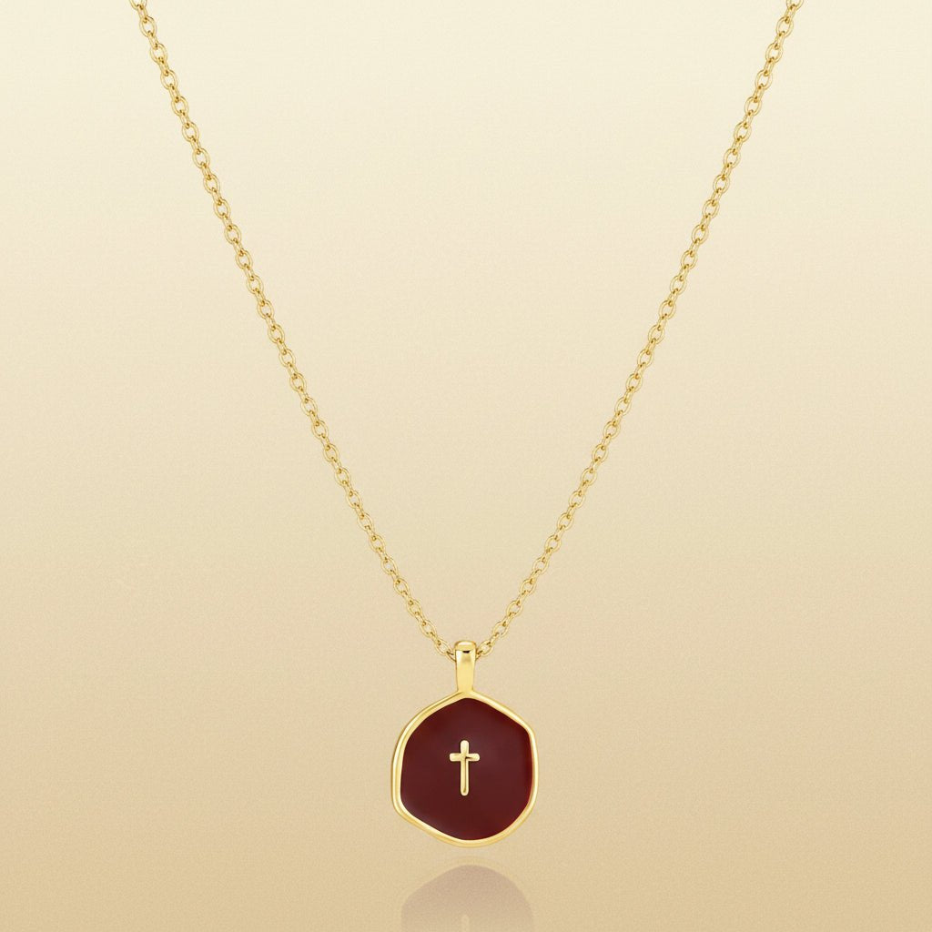 Necklace Cross Pendant Mothers Day Gold Disc Dainty Jewellery