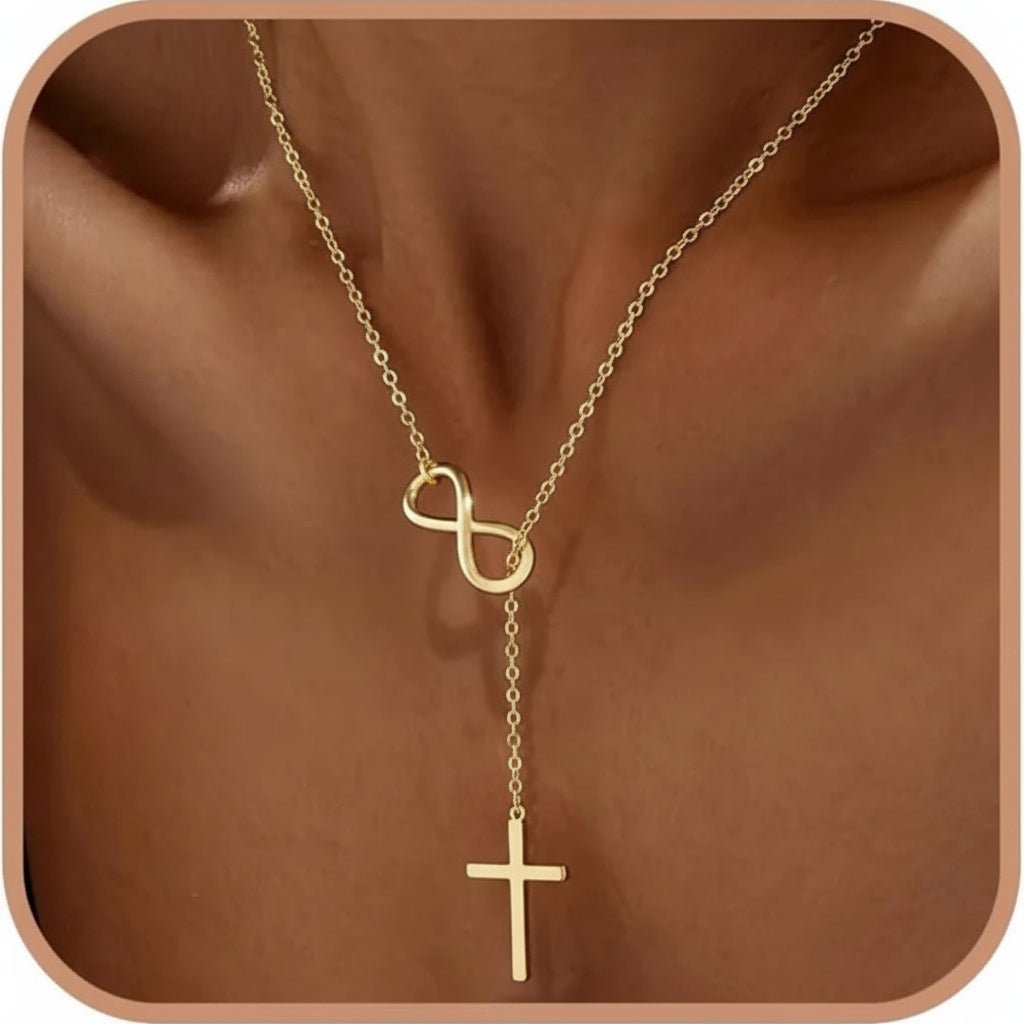 Necklace Cross Y Pendant Mothers Day Gold Infinity Jewellery