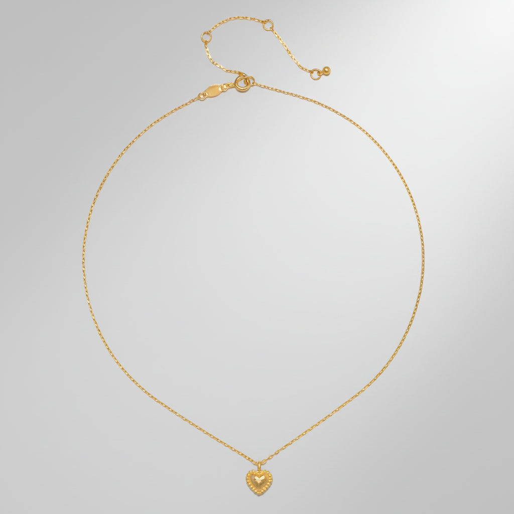 Necklace Gold Heart Hammered Pendant Chain Jewellery