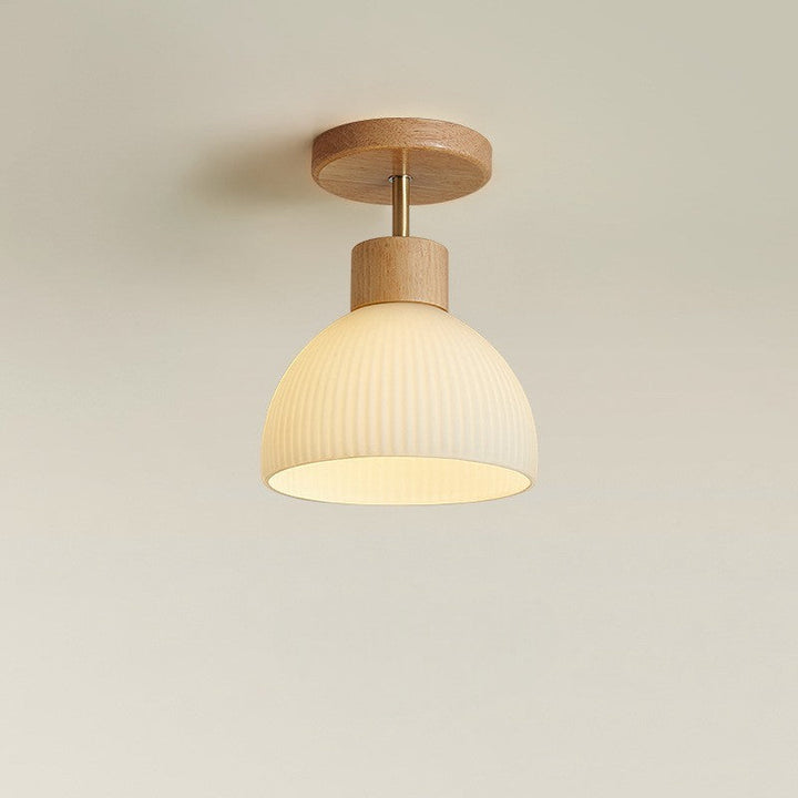 Ailse Ceiling Lamp | Natural Wood &amp; Glass LED Fixture