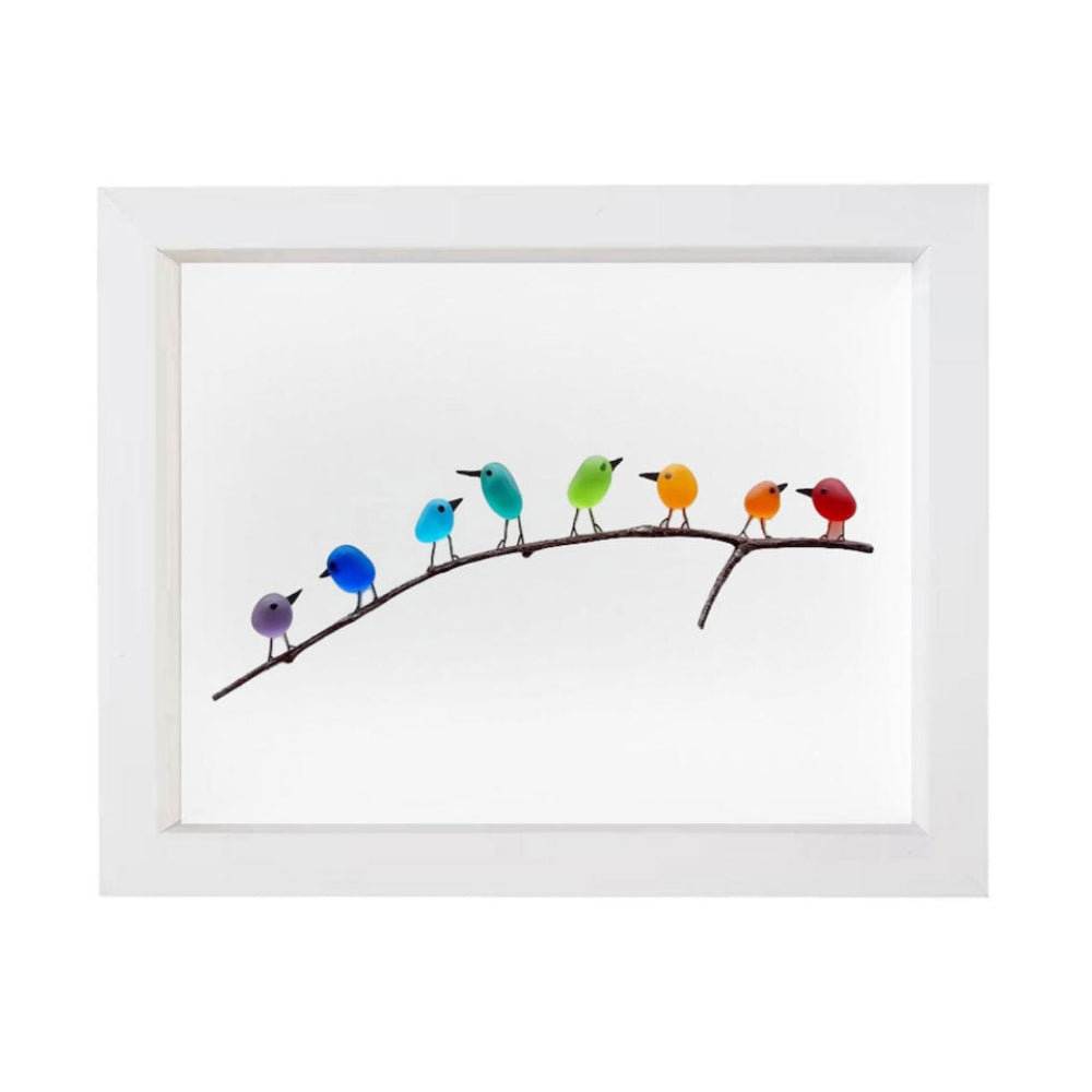 Wall Art Picture Frame Sea Glass Bird Driftwood Coastal Display