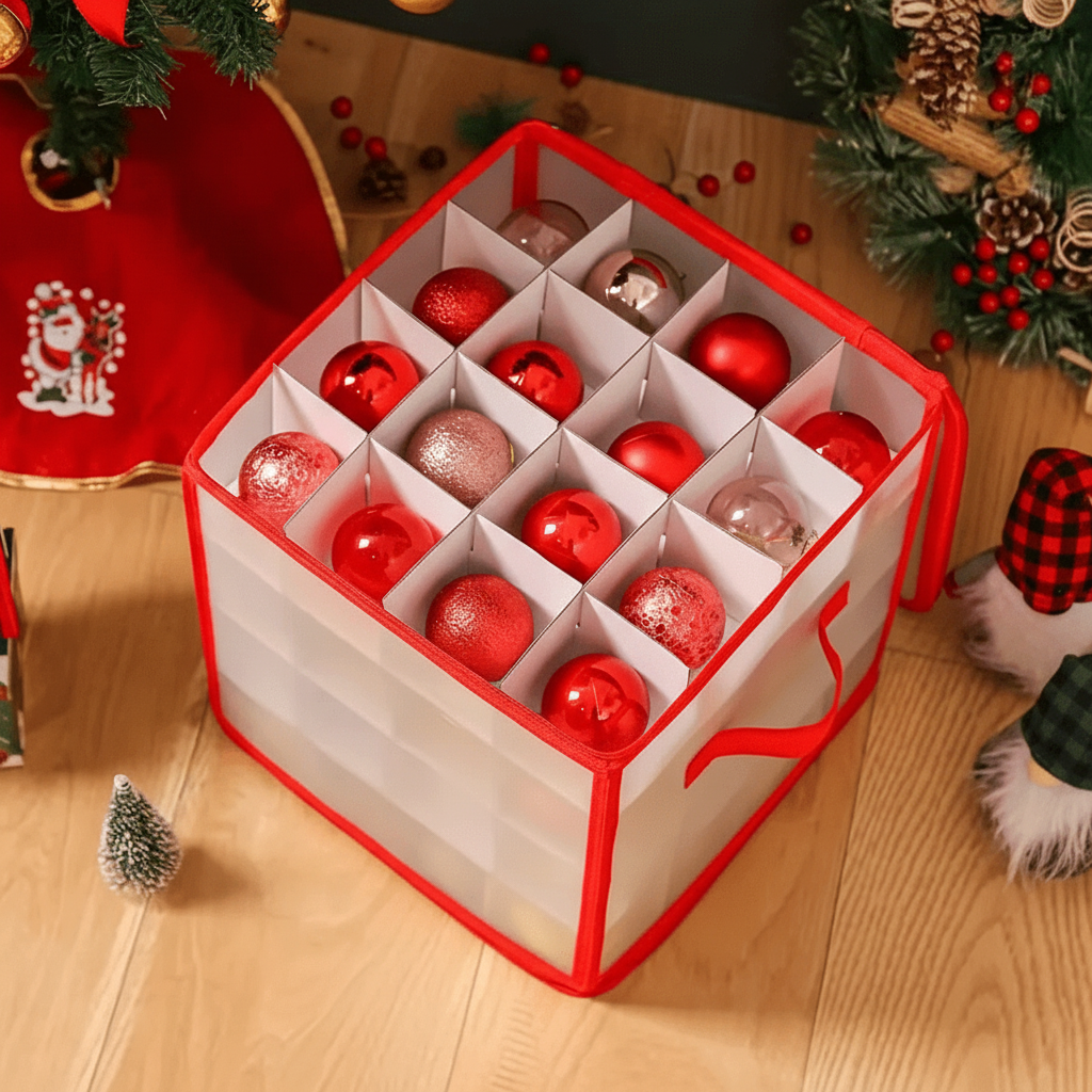 Ornament Storage Box Clear Plastic Christmas Decoration Organizer
