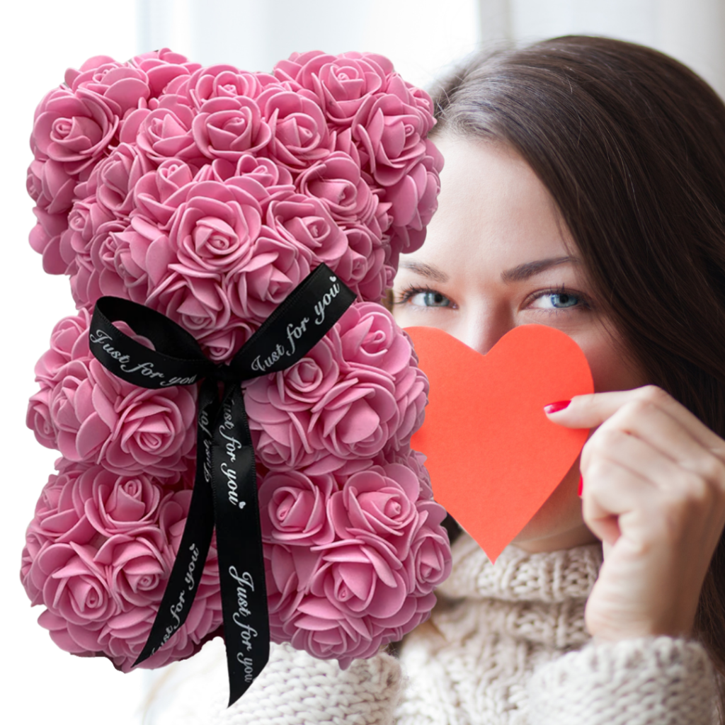 Rose Bear Mothers Day Gift Artificial Flower Teddy Decoration