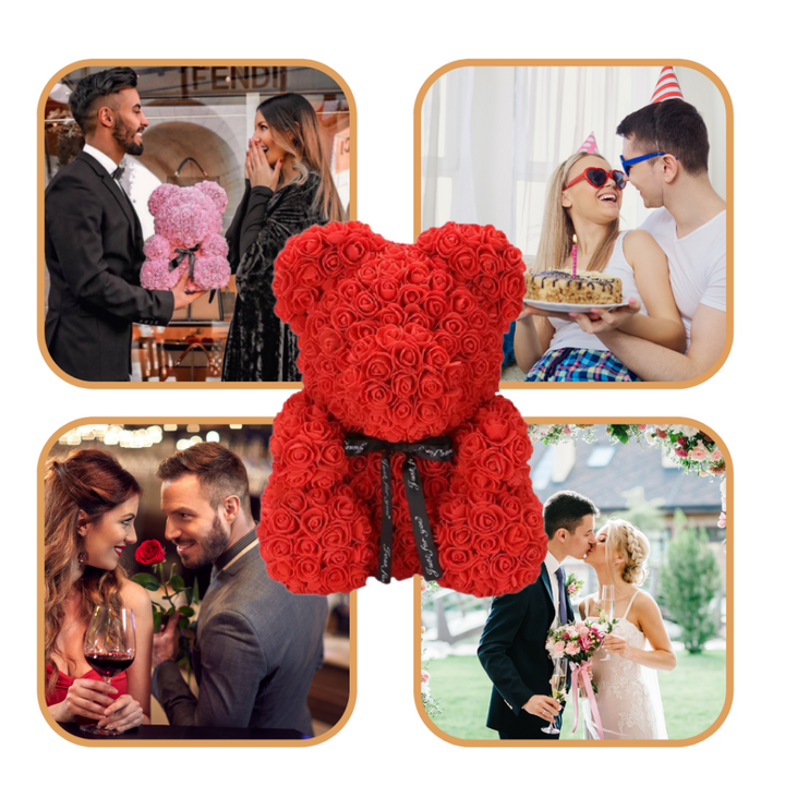 Rose Bear Mothers Day Gift Artificial Flower Teddy Decoration