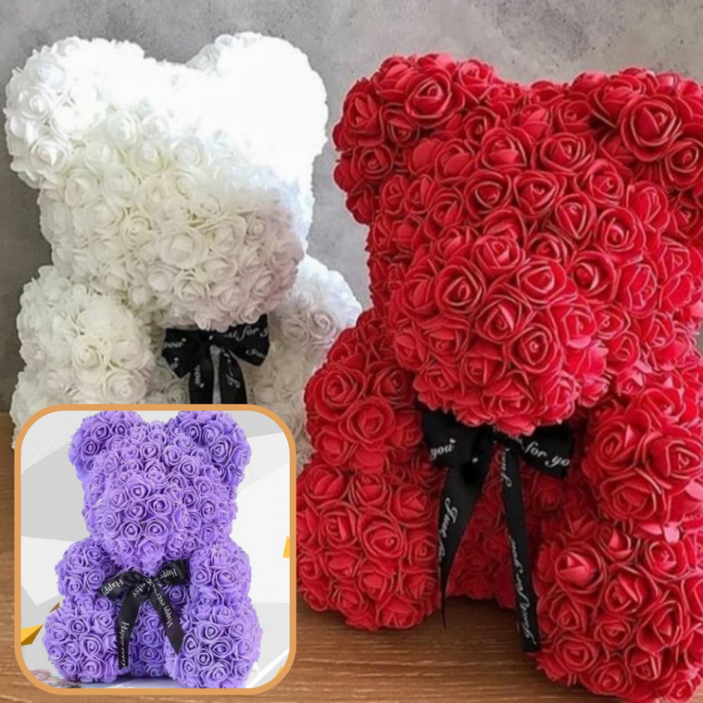 Rose Bear Mothers Day Gift Artificial Flower Teddy Decoration