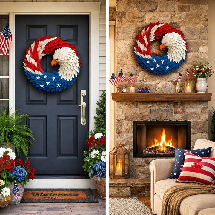 Wall Art Veterans Eagle Wreath Boxwood Memorial Wall Display