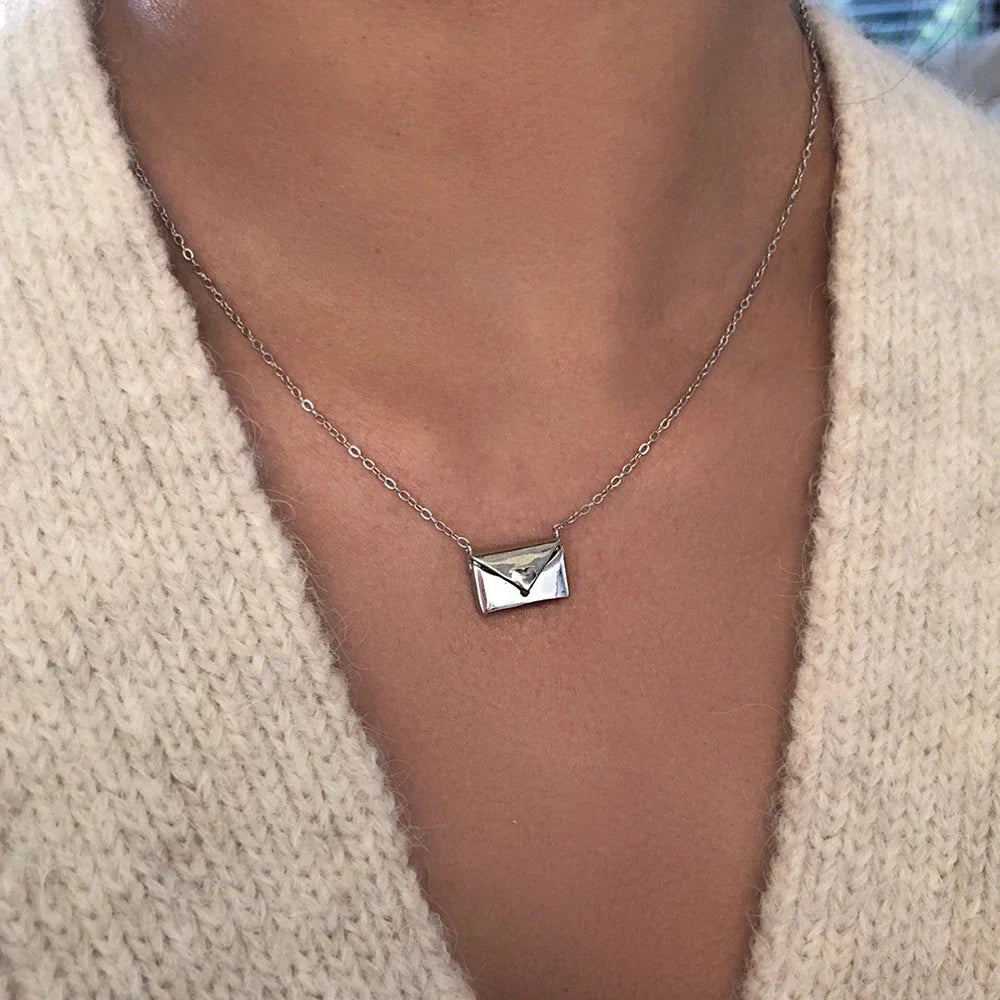 Necklace Pendant Envelope Love Letter Copper Gift Jewellery