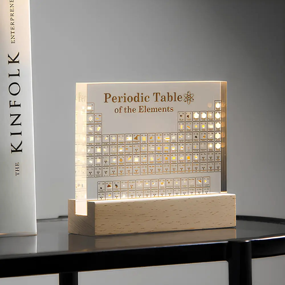 Periodic Table Acrylic Display Real Elements LED Light