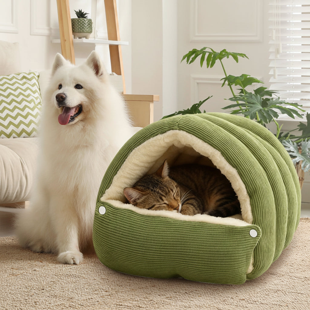 Pet Bed Cat Cave Soft Plush Warm Indoor Sleeping House