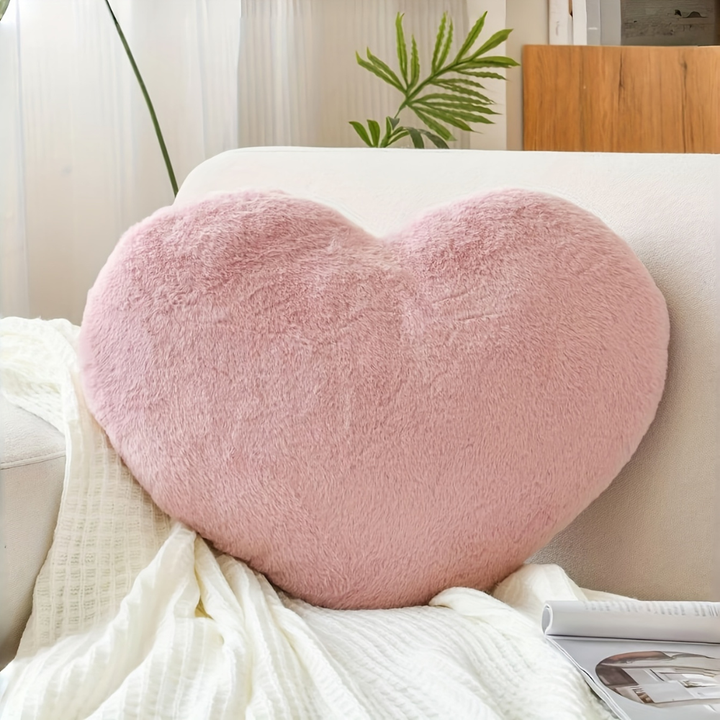 Throw Pillow Heart Shaped Plush Decorative Sofa Cushion