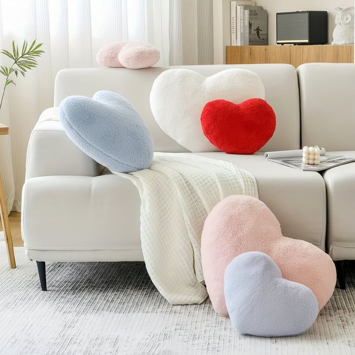 Throw Pillow Heart Shaped Plush Decorative Sofa Cushion