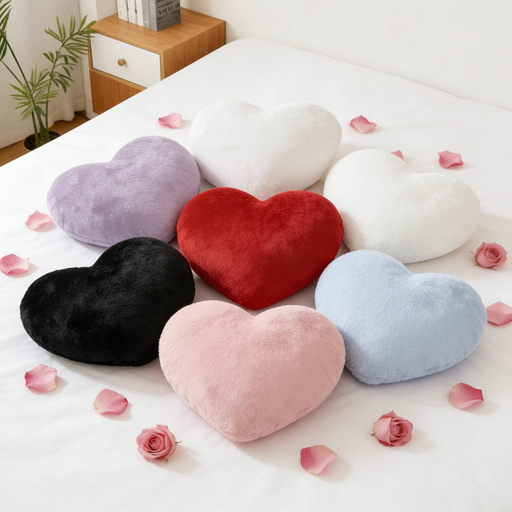 Throw Pillow Heart Shaped Plush Decorative Sofa Cushion