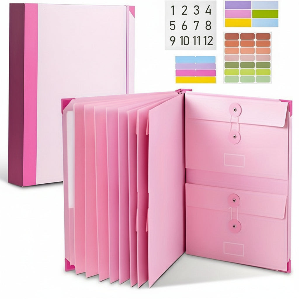 Binder Organizer Pink Document Folder Kit Home Records