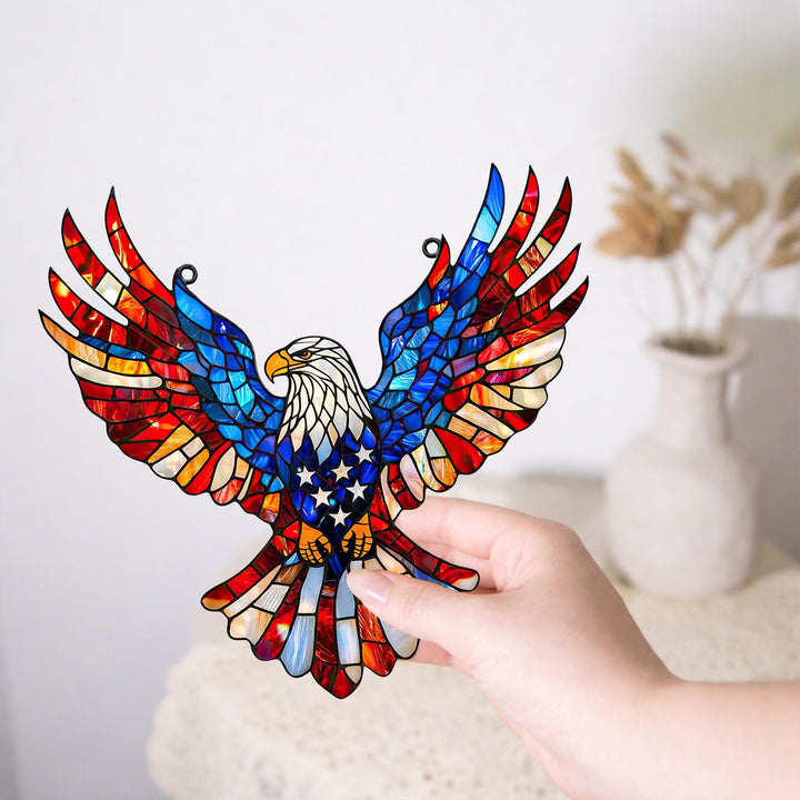 Wall Art Patriotic Eagle Stained Glass Suncatcher