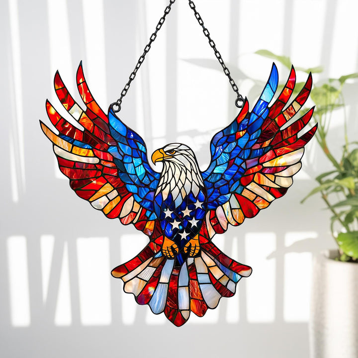 Wall Art Patriotic Eagle Stained Glass Suncatcher