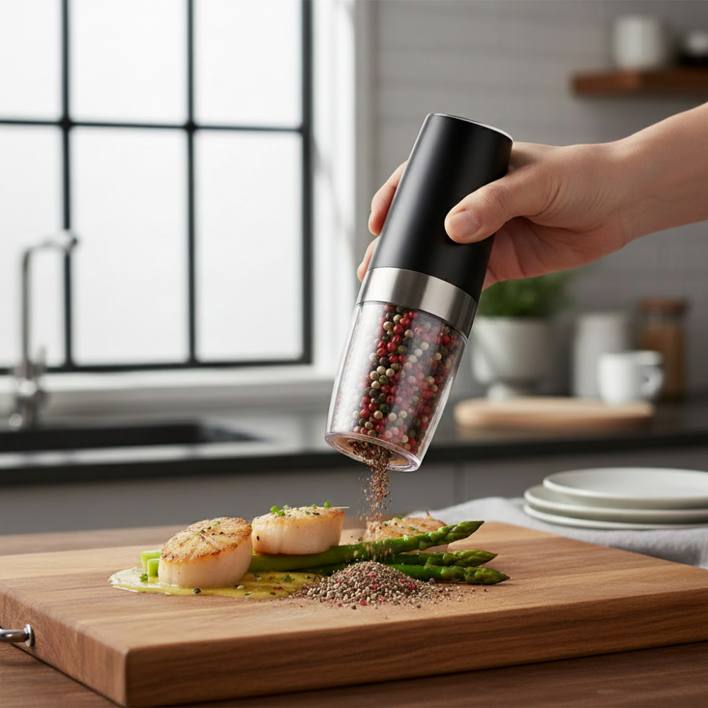 Salt Pepper Grinder Electric Gravity Adjustable Set