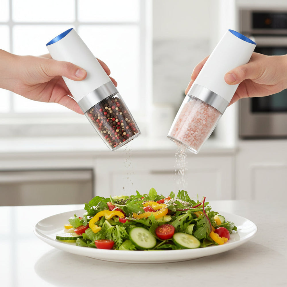 Salt Pepper Grinder Electric Gravity Adjustable Set
