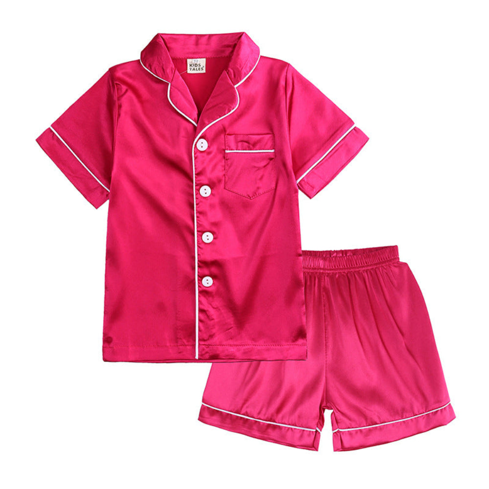 Kids Pajama Set Button Top Trousers Sleepwear