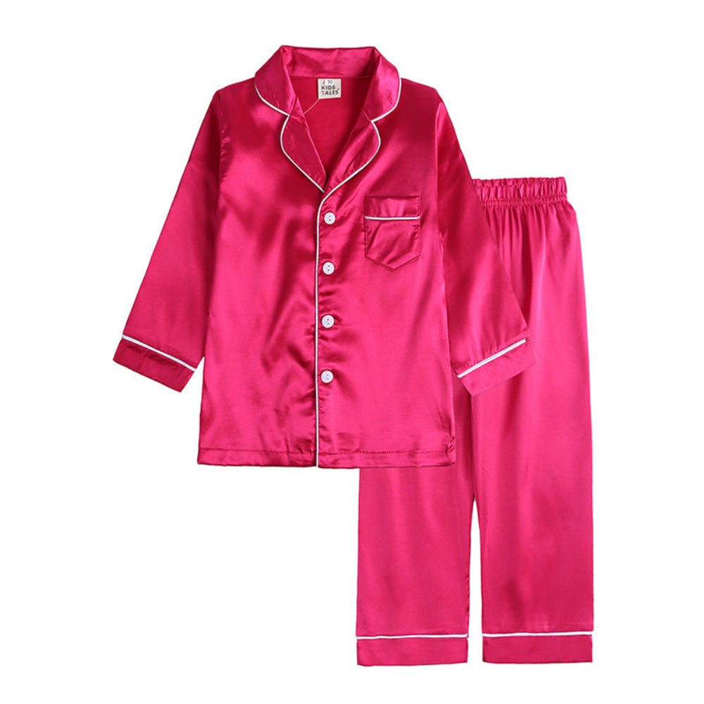 Kids Pajama Set Button Top Trousers Sleepwear