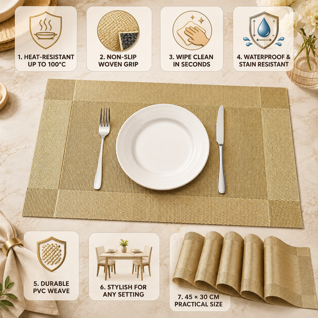 PlaciMat | Heat-Resistant PVC Placemats | Washable &amp; Non-Slip Table Mats