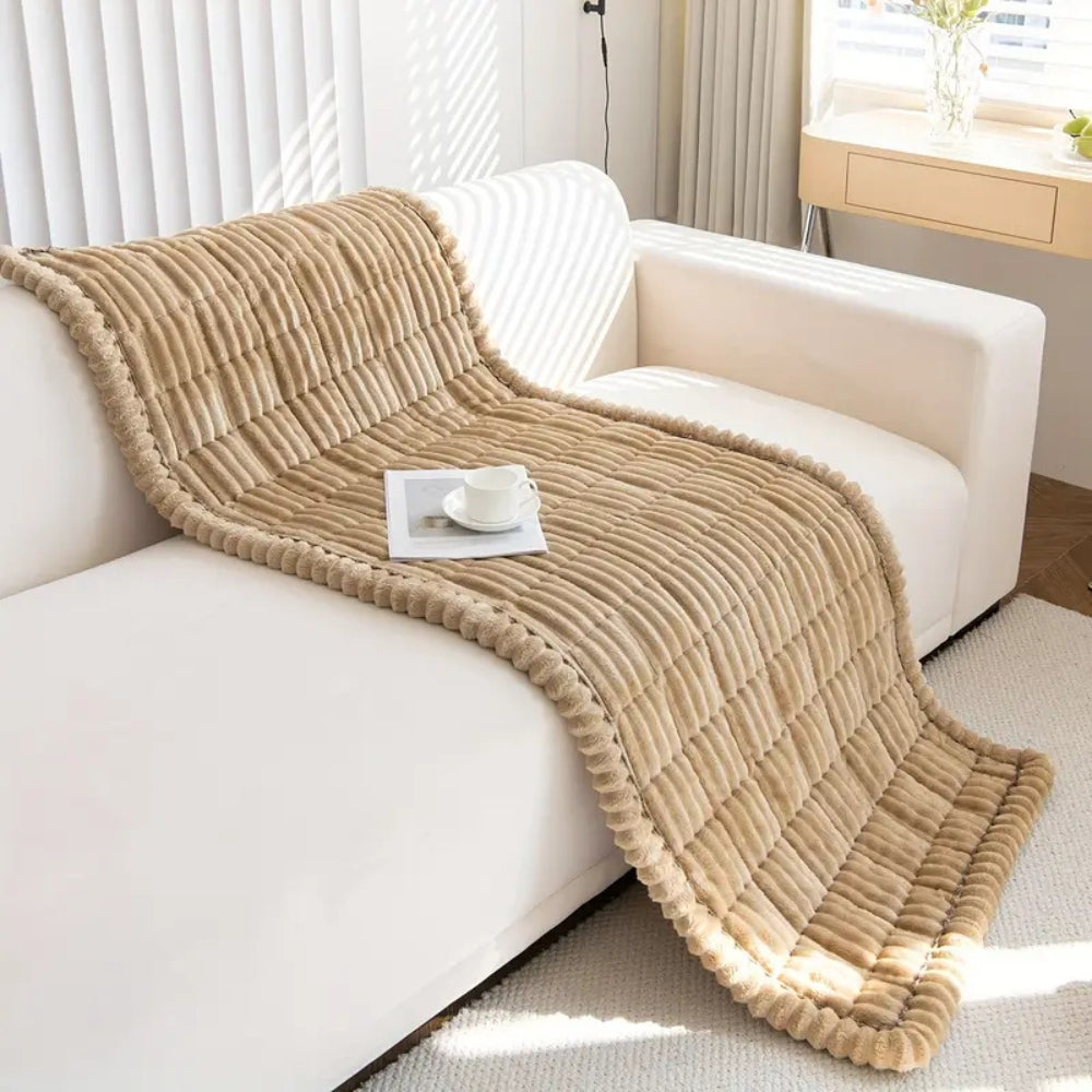 Plush Couch Cover Pleated Edges Sofa Protection Comfort