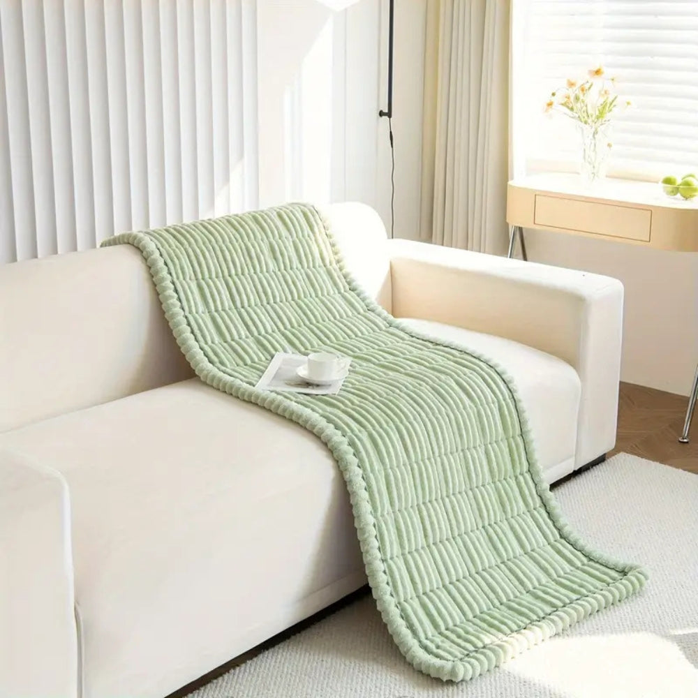 Plush Couch Cover Pleated Edges Sofa Protection Comfort