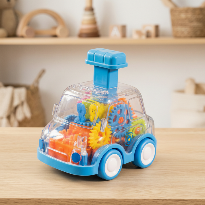 Gear Mechanism Push Go Toy Cars Kids colourful Educational