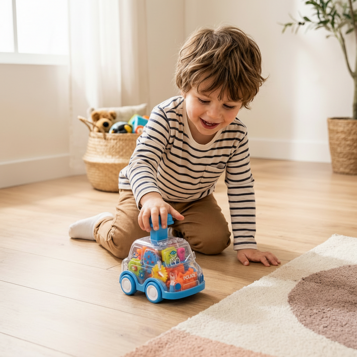 Gear Mechanism Push Go Toy Cars Kids colourful Educational