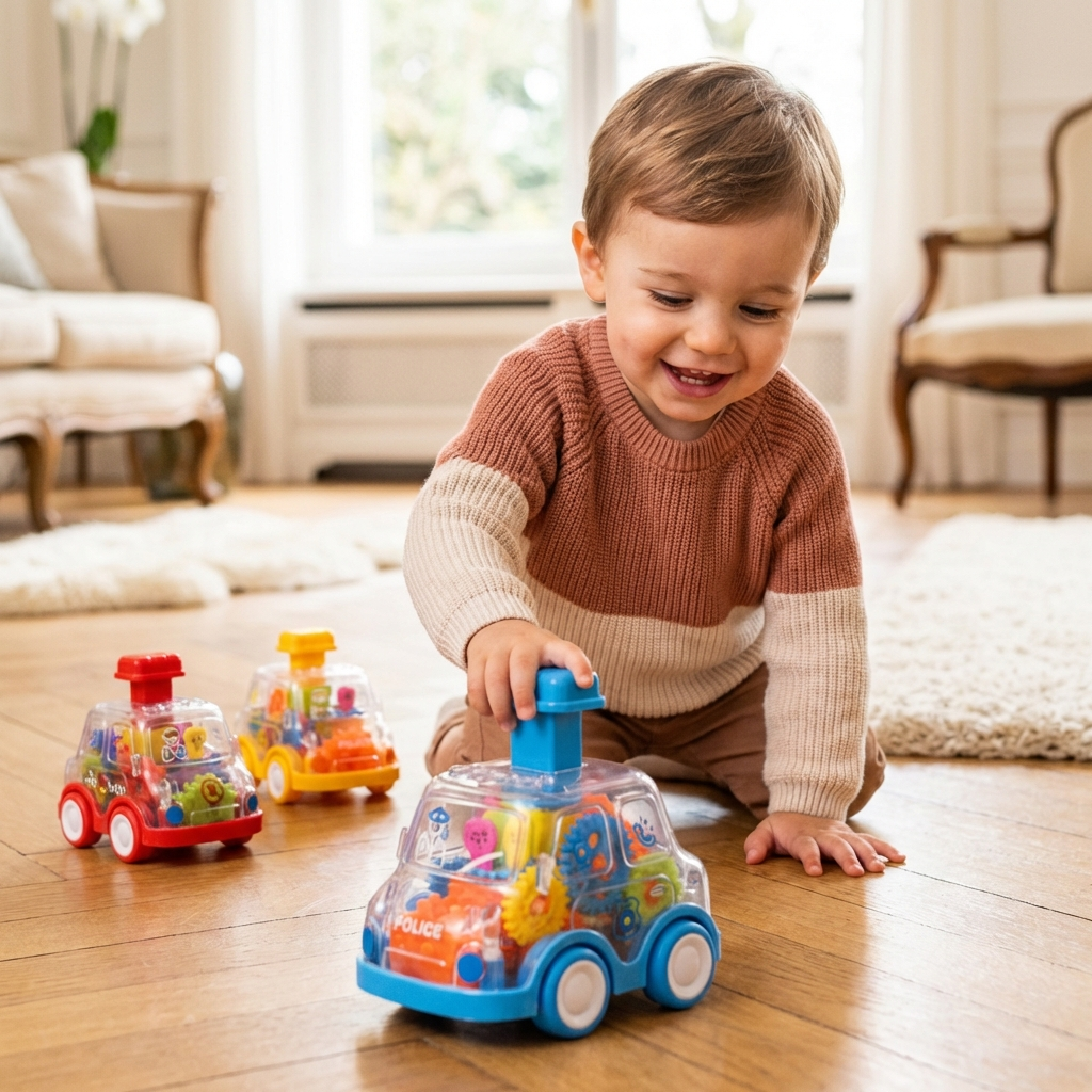 Gear Mechanism Push Go Toy Cars Kids colourful Educational