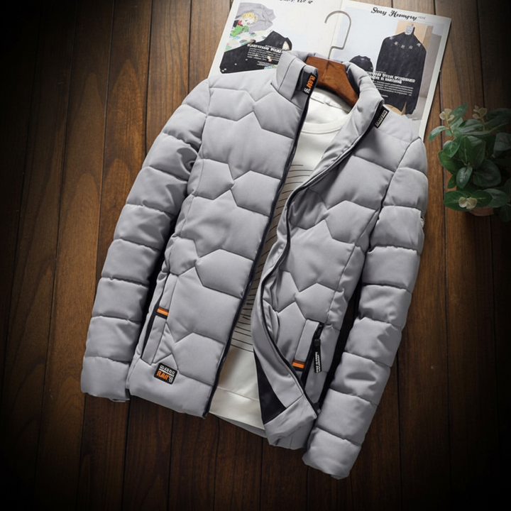 Mens Jacket Quilted Zipper Pocket Casual Wear