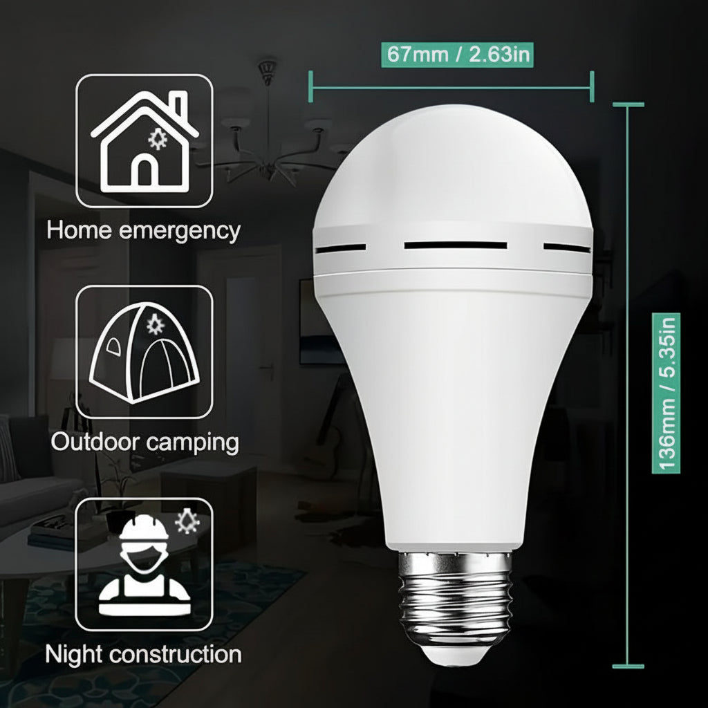 LED Light Bulb Rechargeable Emergency White Power Lighting