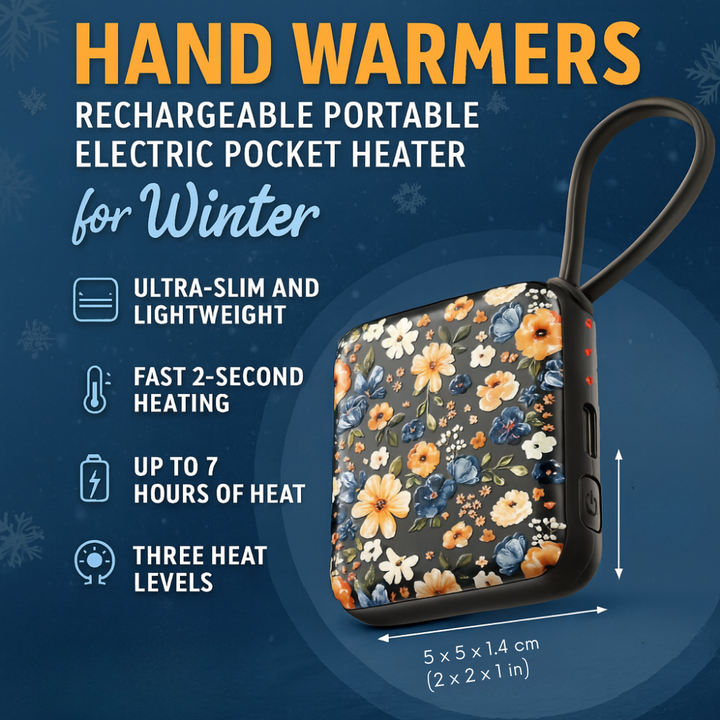Hand Warmer Electric Rechargeable Portable Pocket Heater Floral