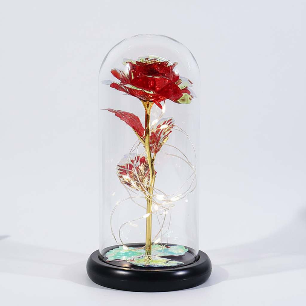 Mothers Day Rose Figure Display Glass Dome Gift Decoration