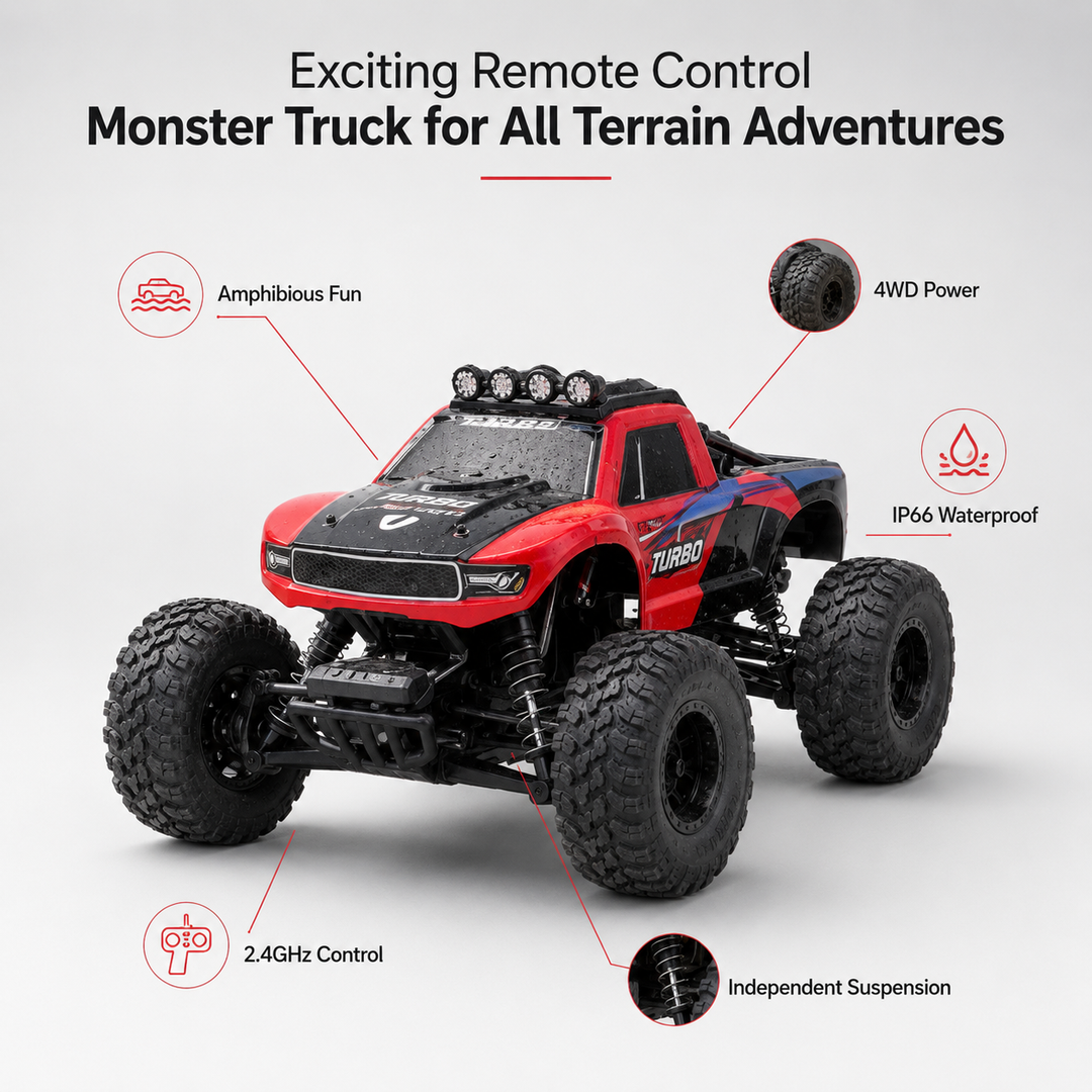 Remote Control Monster Truck Amphibious All Terrain Adventure