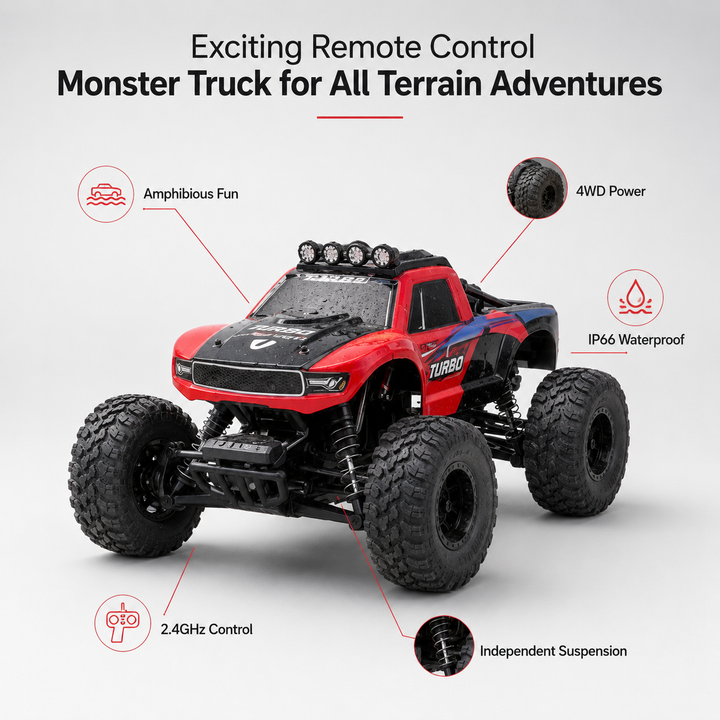 Remote Control Monster Truck Amphibious All Terrain Adventure