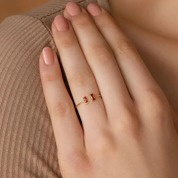 Ring Birthstone Adjustable Gold Cubic Zirconia Mothers Day Gift