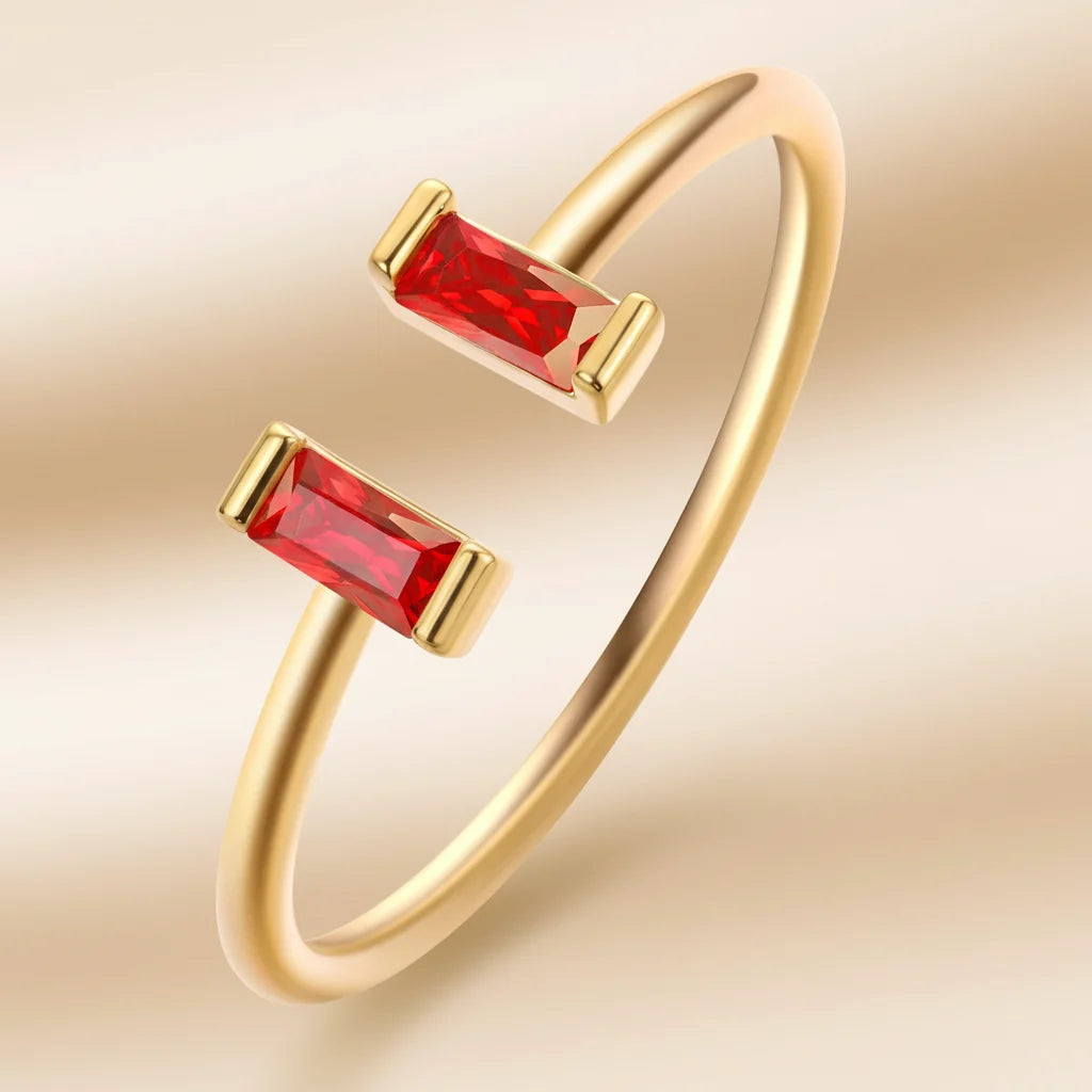 Ring Birthstone Adjustable Gold Cubic Zirconia Mothers Day Gift
