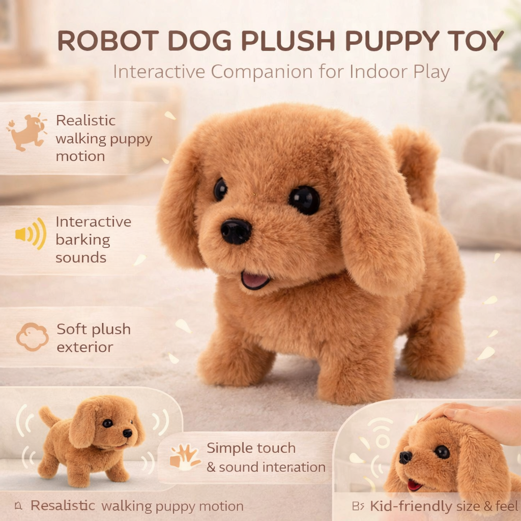 Robot Dog Interactive Plush Puppy Toy Realistic Walking Puppy