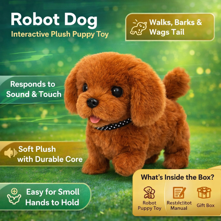 Robot Dog Interactive Plush Puppy Toy Walking Barking Tail Wagging