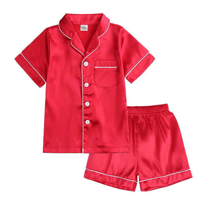 Kids Pajama Set Button Top Trousers Sleepwear