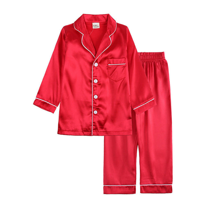 Kids Pajama Set Button Top Trousers Sleepwear